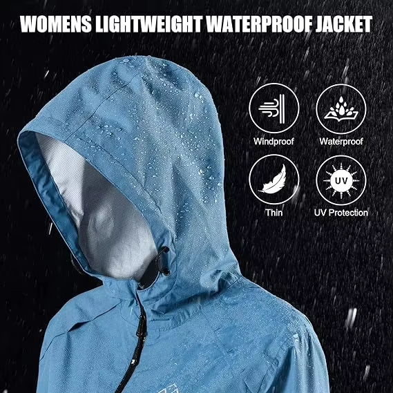 Ciclismo impermeable para mujeres Ciclismo Ligero con capucha con capucha para caminatas al aire libre.