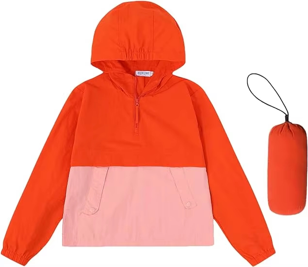 Niñas chicas plegables livianos impermeables con capucha de impermeable tamaño de 3-12 años para acampar en la escuela caminata