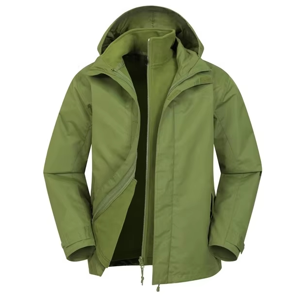 Hombre y mujer 3 en 1 chaqueta impermeable - Green del ejército