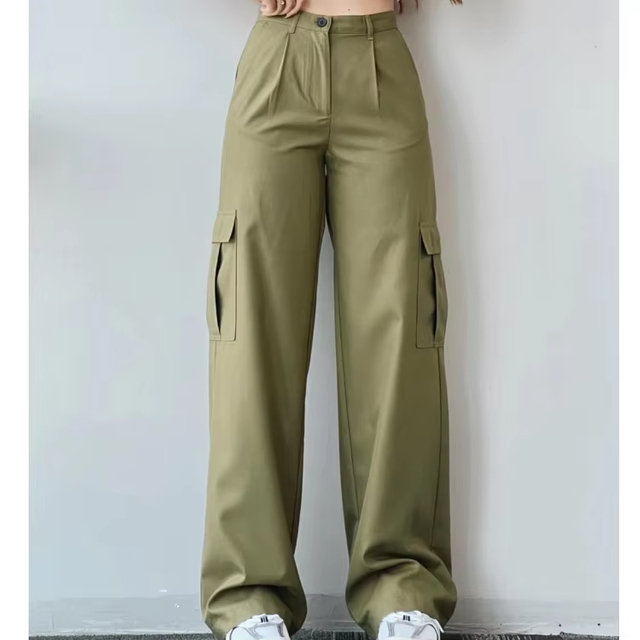 Nuevo tendencia Pantalones de carga Damas Mujer de pantalones casuales con bolsillo