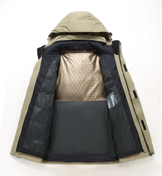 Nueva chaqueta de plumón 3-en-1 de shell dura al aire libre con camisa de esquí de montañismo extraíble para hombres extraíbles