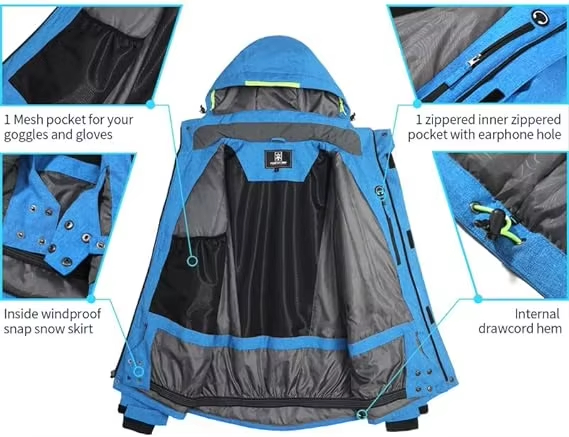 Chaqueta de esquí de invierno para hombres montaña impermeable a prueba de viento de esquí termal senderismo para acampar chaqueta para acampar