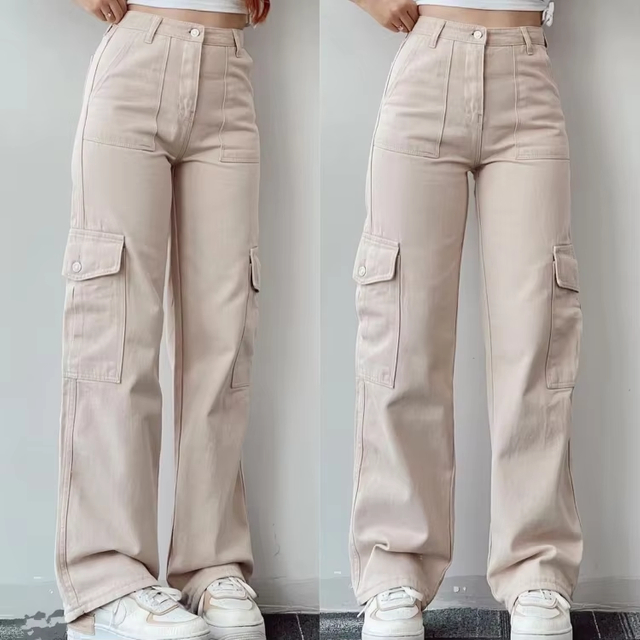 Nuevo tendencia Pantalones de carga Damas Mujer de pantalones casuales con bolsillo