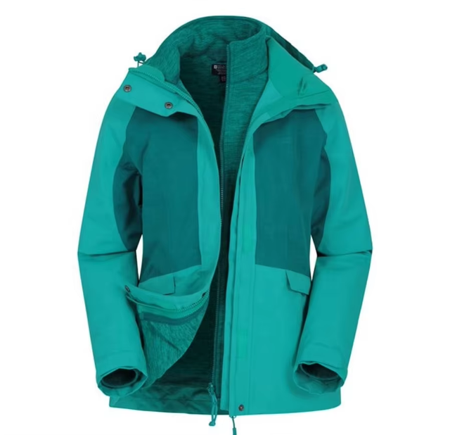 Chaqueta impermeable para mujer 3 en 1 - verde