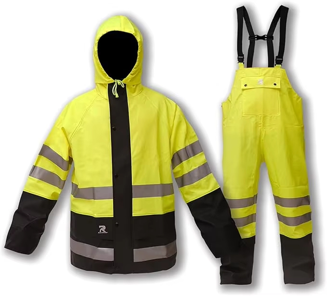 OEM Raincoat impermeable a los hombres y mujeres pesadas para hombres y femeninas de alta visibilidad reflectante chaqueta de impermeable