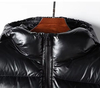 Chaqueta con capucha acolchada brillante para mujer