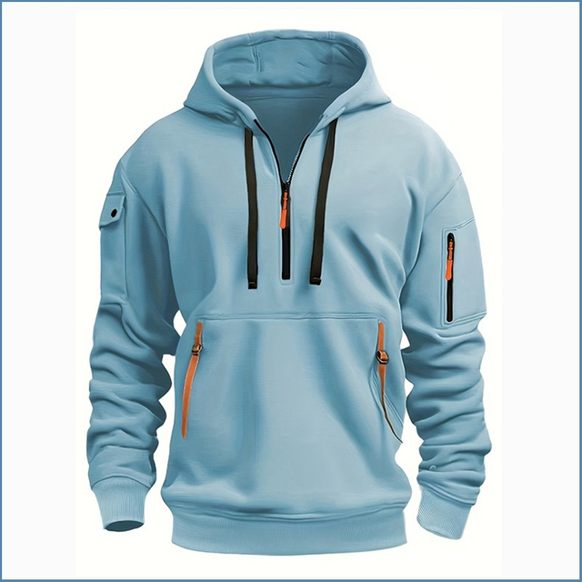 Half zip sudadera con capucha para hombres