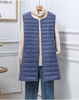 Women Winter Windrover Puffer Down Vest Long al por mayor de la chaqueta sin mangas, chaleco de mujeres con cuello de pieles para damas
