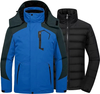 Masculina y mujer 3 en 1 chaqueta impermeable - azul y negro