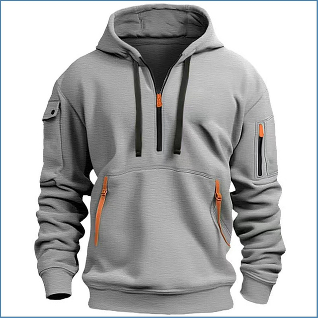 Half zip sudadera con capucha para hombres
