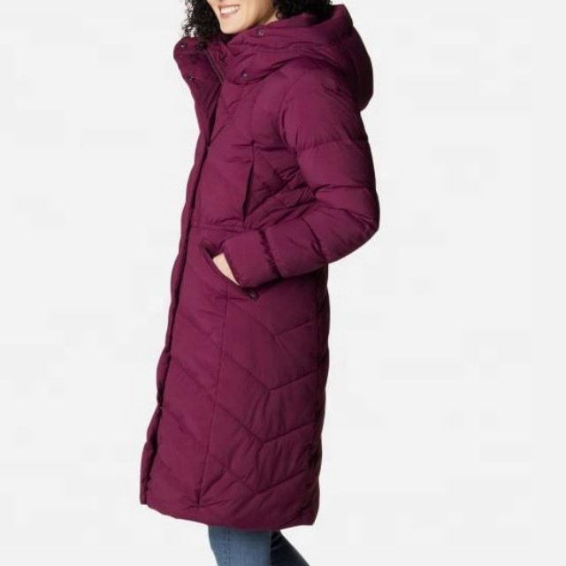 Chaqueta acolchada larga de mujer - burdeos