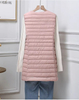 Women Winter Windrover Puffer Down Vest Long al por mayor de la chaqueta sin mangas, chaleco de mujeres con cuello de pieles para damas
