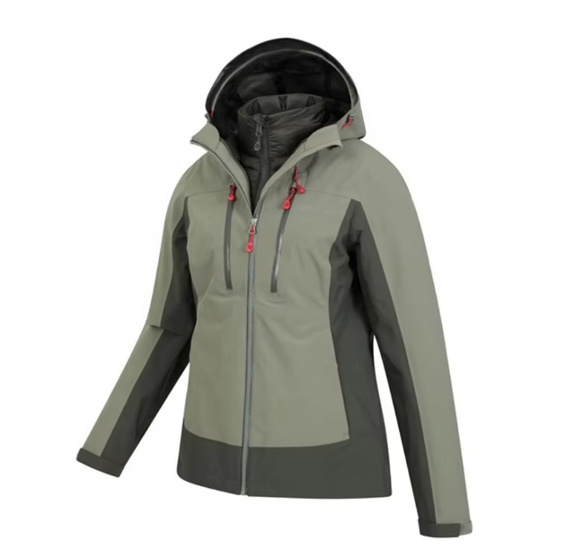Chaqueta impermeable para mujer 3 en 1 - gris
