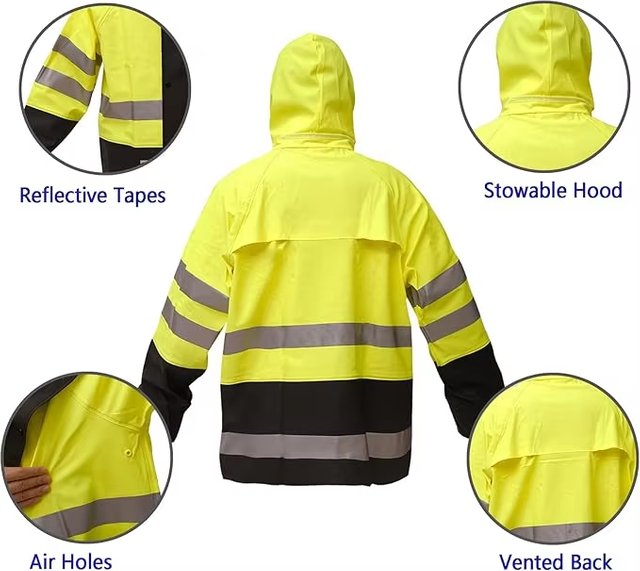 OEM Raincoat impermeable a los hombres y mujeres pesadas para hombres y femeninas de alta visibilidad reflectante chaqueta de impermeable