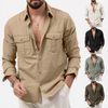 Camisa de cuello con botones camisas casuales para hombres con mangas largas para caminar caminando caminando