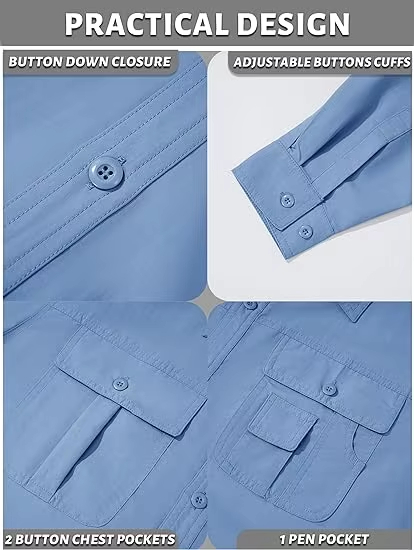 Camiseta de manga larga convertible para hombres transpirable secado rápido