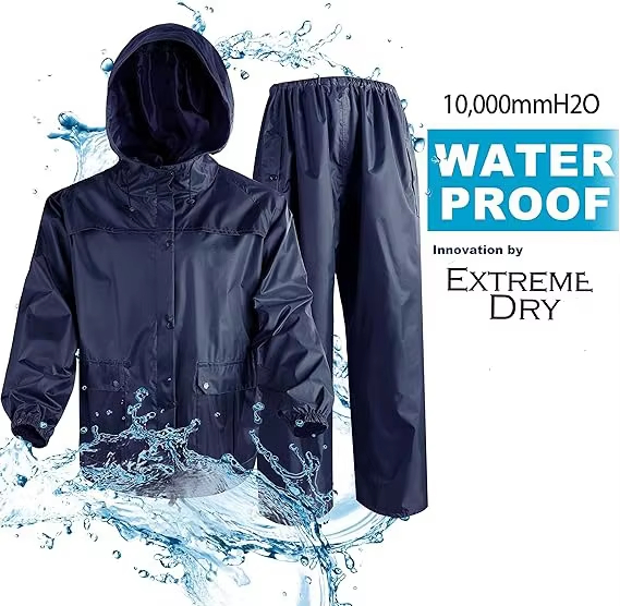 Propiedad de trabajo de agua Traje de lluvia chaqueta de nylon con pantalones duraderos para la pesca de limpieza de jardinería al aire libre