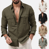 Camisa de cuello con botones camisas casuales para hombres con mangas largas para caminar caminando caminando