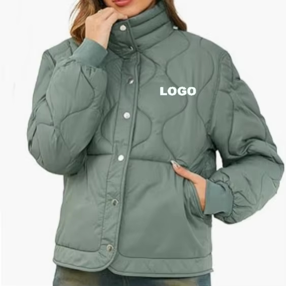 Chaqueta de mujer acolchada verde