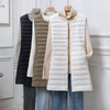 Women Winter Windrover Puffer Down Vest Long al por mayor de la chaqueta sin mangas, chaleco de mujeres con cuello de pieles para damas