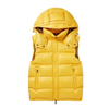 Amarillo acolchado brillante sin mangas sin mangas, unisex unisex, chaleco de burbujas con capucha con capucha