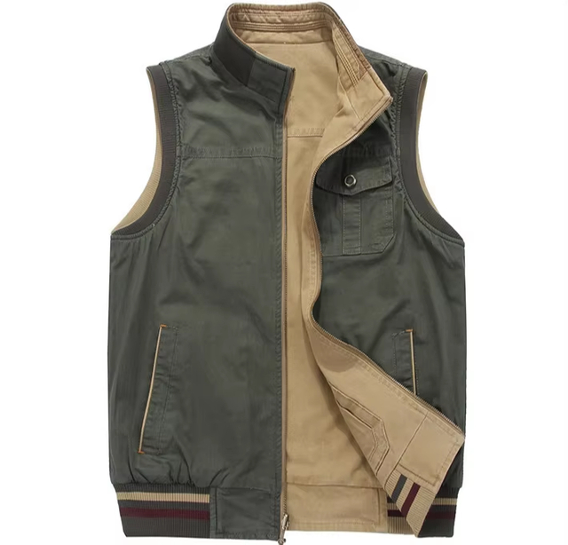 Chaleco de algodón reversible reversible para hombres Cardigan Cardigan Cardigan Fishing Vest Multi-bocket Fotografía al aire libre
